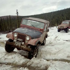 CJ5 creepin' over the glacier